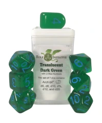 Translucent Dark Green with Lt Blue Numbers - Set of 7